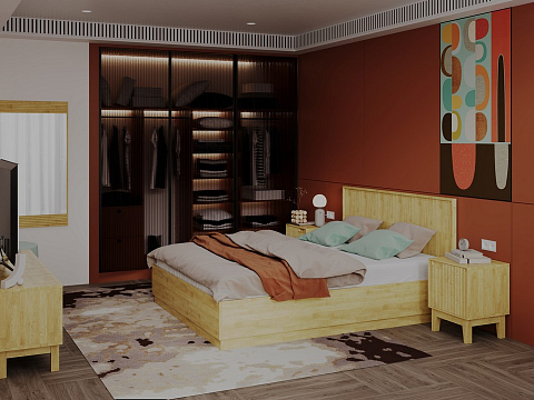 Детская кровать Tempo с подъемным механизмом - Кровать с ПМ с вертикальной фрезеровкой и декоративным обрамлением изголовья