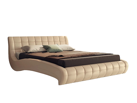 Двуспальная кровать с кожаным изголовьем Nuvola-1 - Кровать футуристичного дизайна из экокожи класса «Люкс».