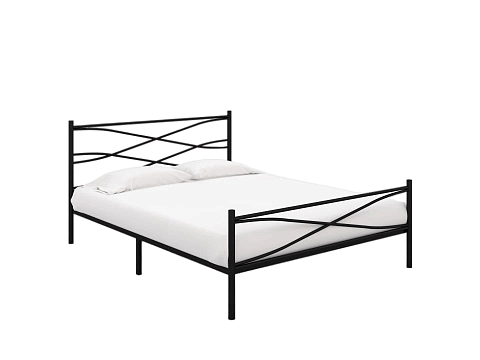 Кровать из массива Страйп - Изящная кровать с облегченной металлической конструкцией и встроенным основанием
