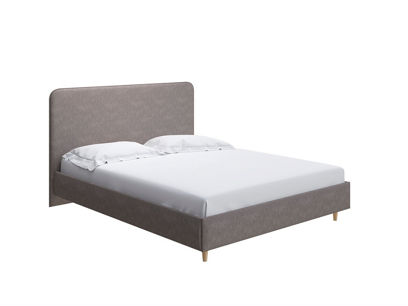 Кровать Mia 160x200 Ткань: Рогожка Levis 25 Светло-коричневый - Стильная кровать со встроенным основанием