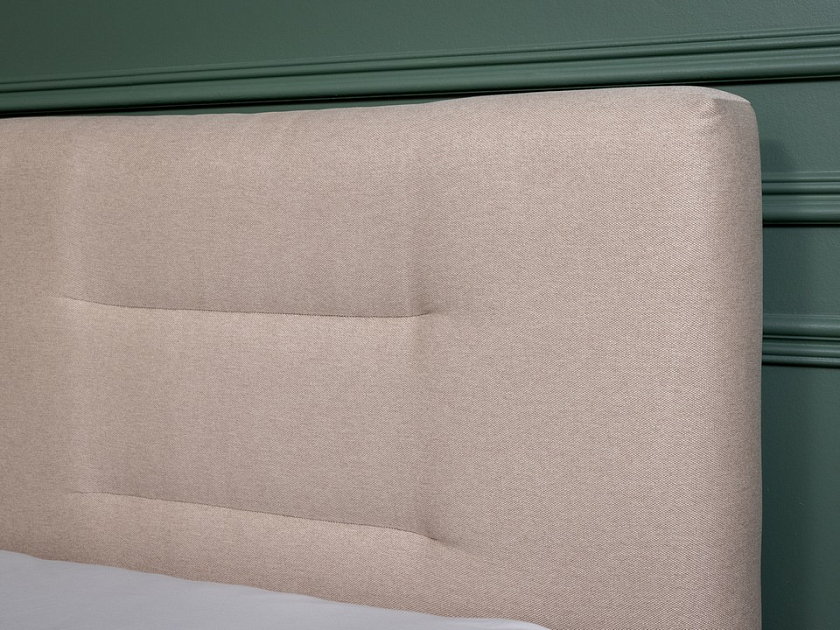 Кровать Nuvola-8 NEW 200x190 Ткань: Рогожка Тетра Бежевый - Кровать в лаконичном стиле с горизонтальной отстрочкой  в изголовье