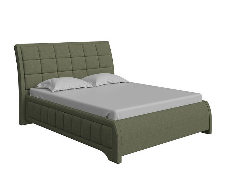 Кровать Foros 80x200 Искусственная шерсть Лама Авокадо - Кровать необычной формы в стиле арт-деко.