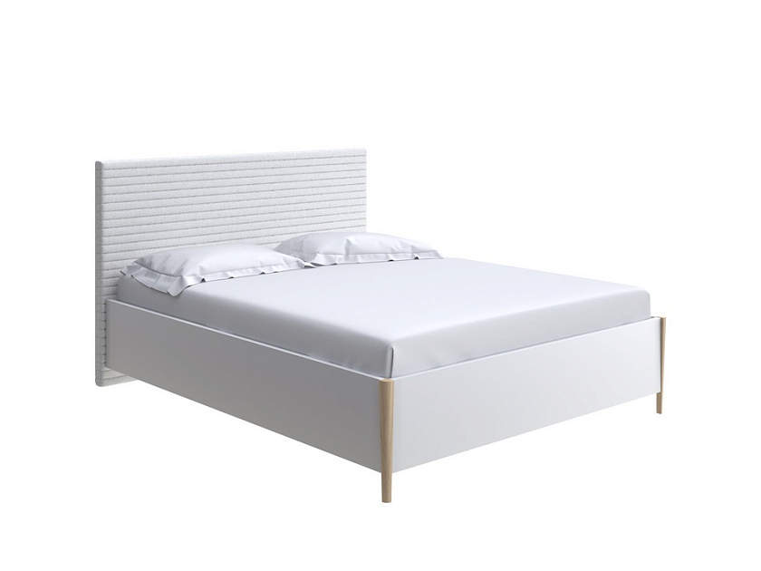 Кровать Rona 90x200  Белый/Тетра Графит - Классическая кровать с геометрической стежкой изголовья