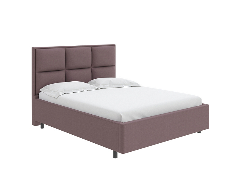 Кровать Malina 90x200 Ткань: Рогожка Тетра Слива - Изящная кровать без встроенного основания из массива сосны с мягкими элементами.