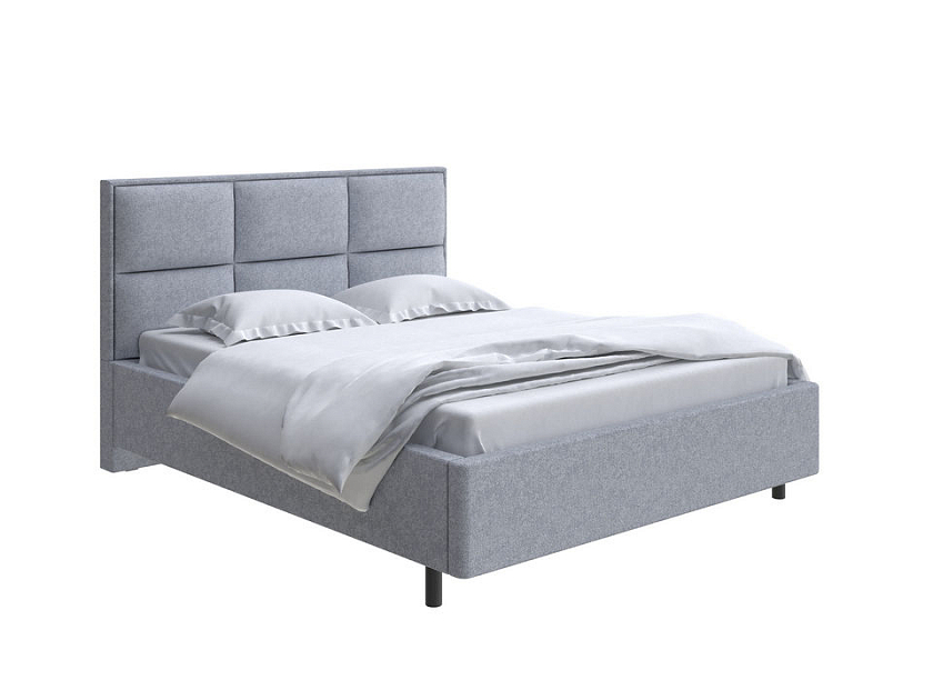 Кровать Malina 180x200 Ткань: Рогожка Levis 83 Светло-Серый - Изящная кровать без встроенного основания из массива сосны с мягкими элементами.