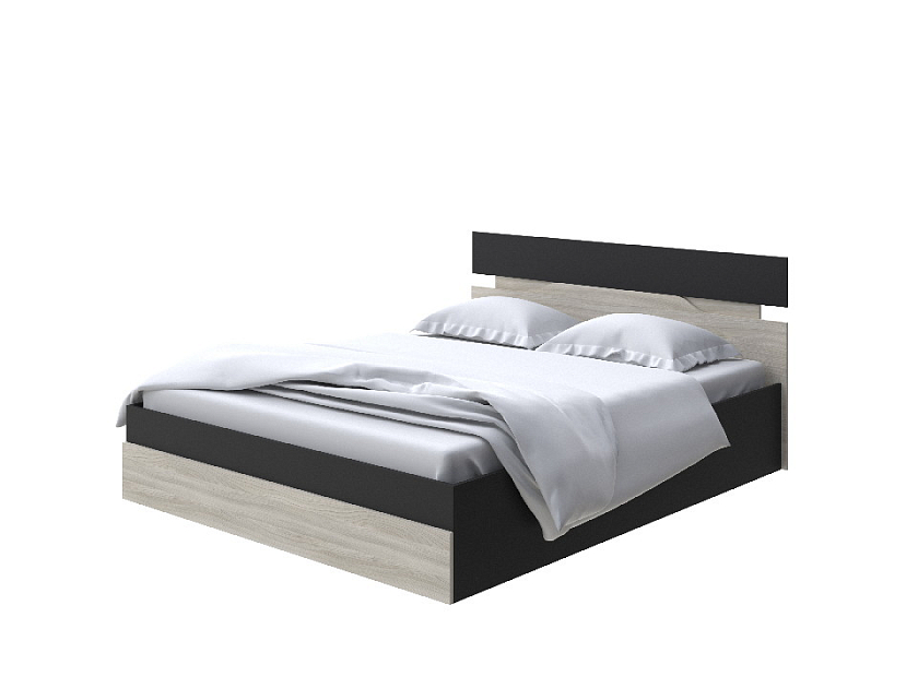 Кровать Milton с подъемным механизмом 80x200 ЛДСП Черный/Ясень Шимо Светлый - Современная кровать с подъемным механизмом.