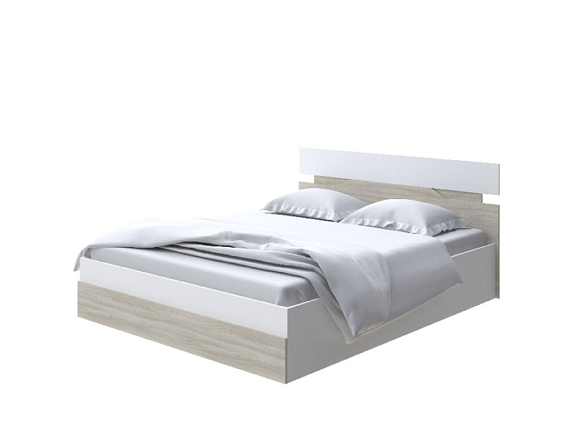 Кровать Milton с подъемным механизмом 90x190 ЛДСП Белый/Ясень Шимо светлый - Современная кровать с подъемным механизмом.