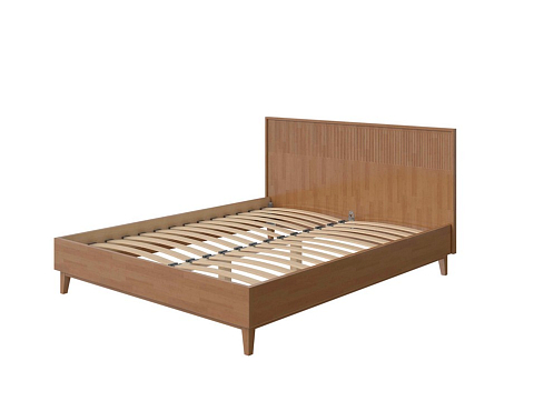 Кровать 120х190 Tempo - Кровать из массива с вертикальной фрезеровкой и декоративным обрамлением изголовья