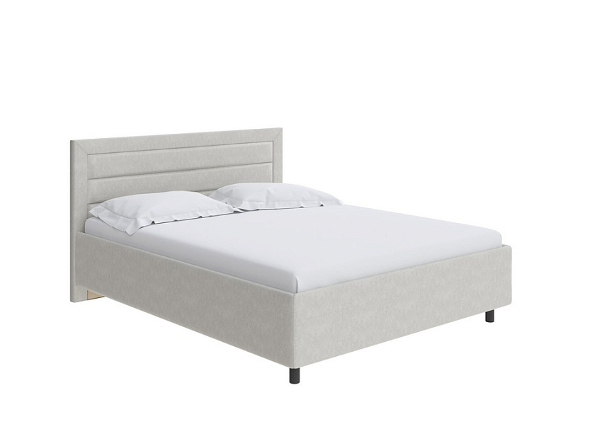 Кровать Next Life 2 90x200 Ткань: Рогожка Levis 14 Бежевый - Cтильная модель в стиле минимализм с горизонтальными строчками