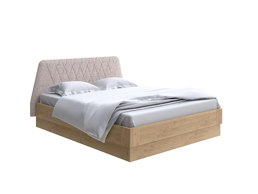 Кровать Lagom Hill Wood с подъемным механизмом 160x200 Ткань/Массив (дуб) Beatto Арабика/Масло-воск Natura (Дуб) - Кровать со встроенным основанием. 