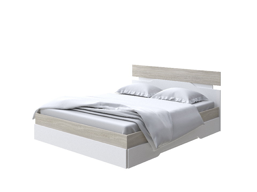 Кровать Milton 90x190 ЛДСП Ясень Шимо Светлый/Белый - Современная кровать с оригинальным изголовьем.