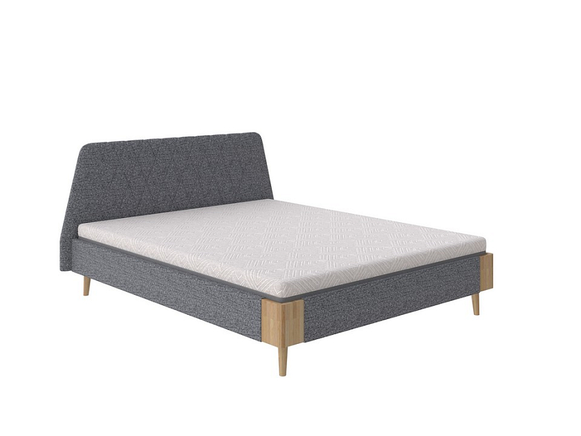 Кровать Lagom Hill Soft 140x200 Ткань/Массив Beatto Маренго/Масло-воск Natura (бук) - Оригинальная кровать в обивке из мебельной ткани.