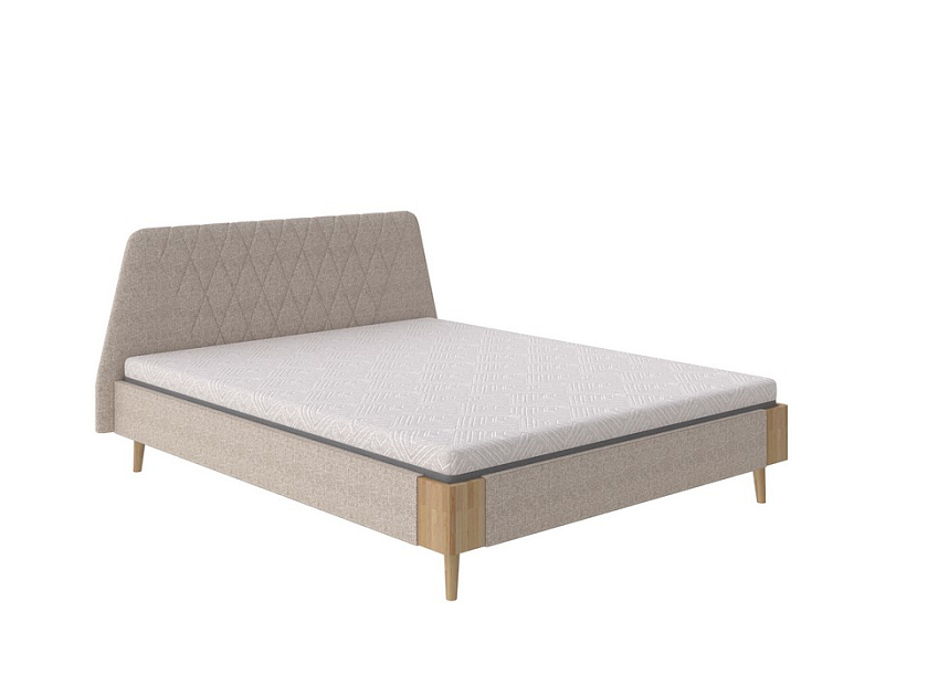 Кровать Lagom Hill Soft 80x190 Ткань/Массив Beatto Миндаль/Масло-воск Natura (бук) - Оригинальная кровать в обивке из мебельной ткани.