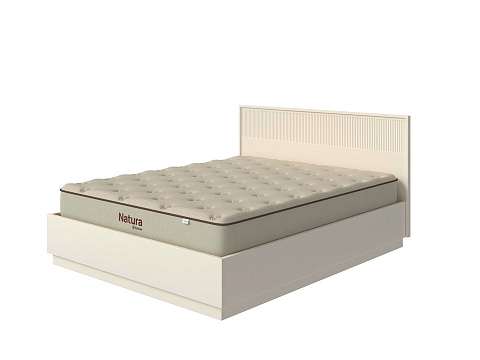 Двуспальная кровать Tempo с подъемным механизмом - Кровать с ПМ с вертикальной фрезеровкой и декоративным обрамлением изголовья
