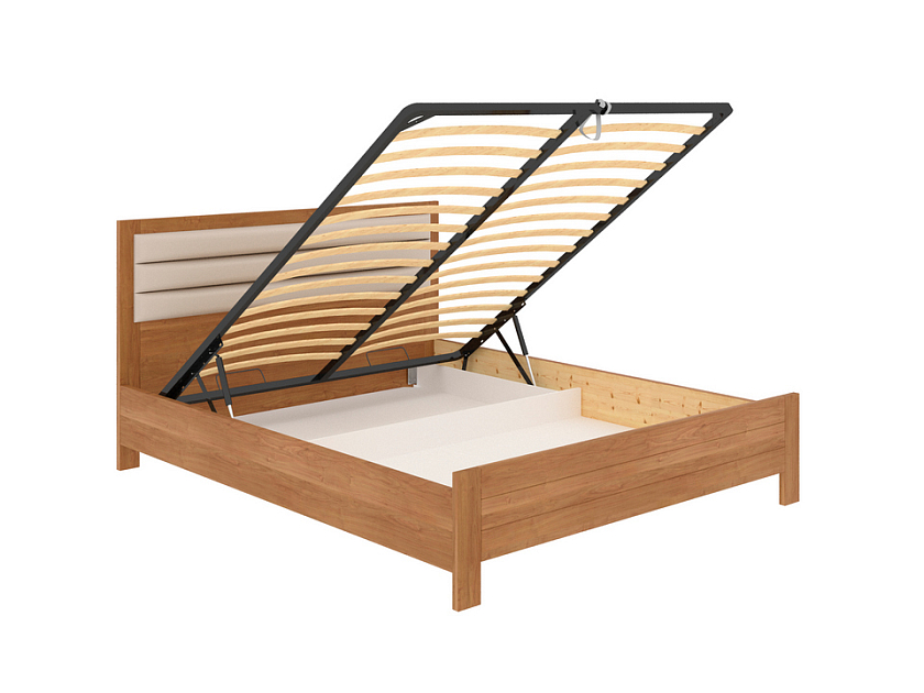 Кровать Prima с подъемным механизмом 90x200 ЛДСП+ткань Лофти Бежевый/Венге (сосна) - Кровать в универсальном дизайне с подъемным механизмом и бельевым ящиком.