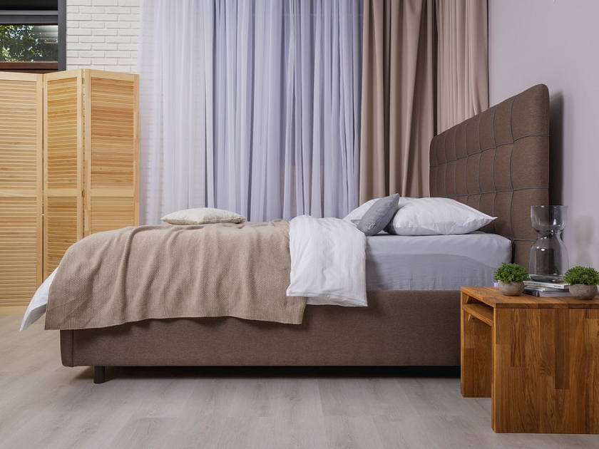 Кровать Leon 90x190 Ткань/Экокожа Casa Сахарный/Черный (TM-6) - Современная кровать, украшенная декоративным кантом.