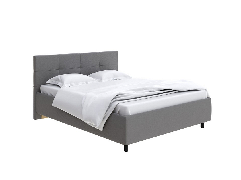 Кровать Next Life 1 160x200 Ткань: Рогожка Тетра Яблоко - Современная кровать в стиле минимализм с декоративной строчкой