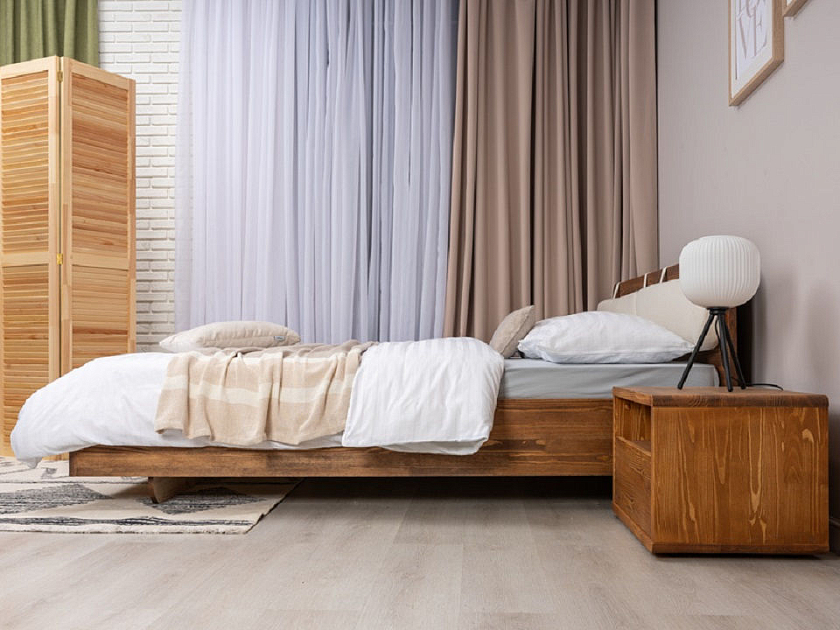Кровать Minima 90x190 Массив (сосна) Масло-воск Антик - Кровать из массива с округленным изголовьем. 