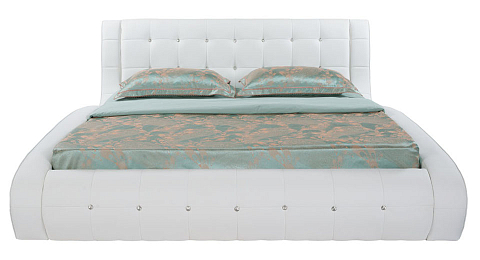 Двуспальная кровать с кожаным изголовьем Nuvola-1 - Кровать футуристичного дизайна из экокожи класса «Люкс».