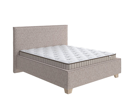Большая кровать Hygge Simple - Мягкая кровать с ножками из массива березы и объемным изголовьем