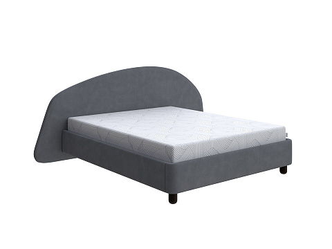 Двуспальная кровать с высоким изголовьем Sten Bro Right - Мягкая кровать с округлым изголовьем на правую сторону