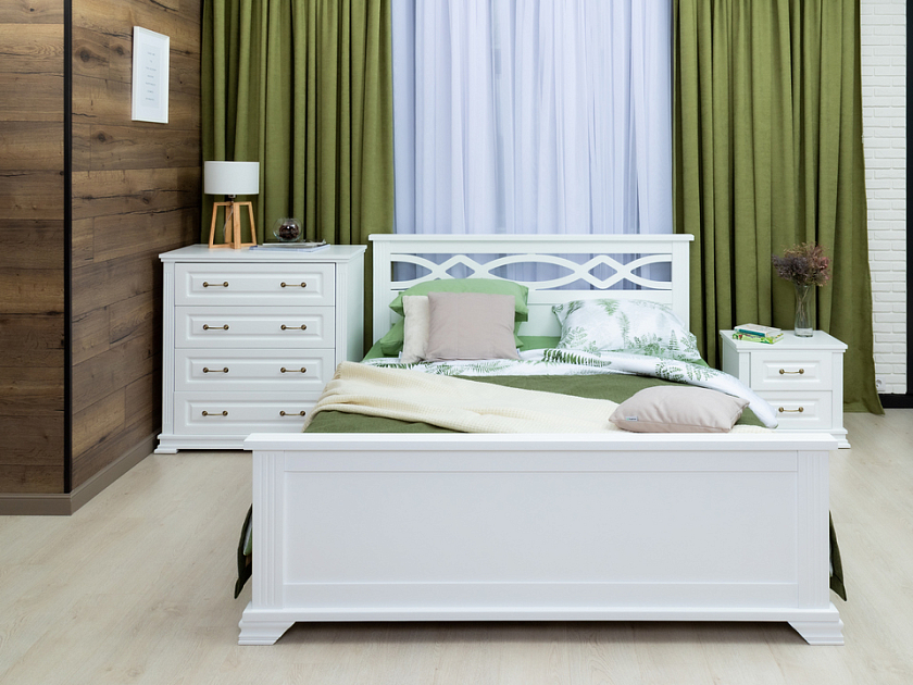 Кровать Niko 200x200 Массив (сосна) Белая эмаль - Кровать в стиле современной классики из массива