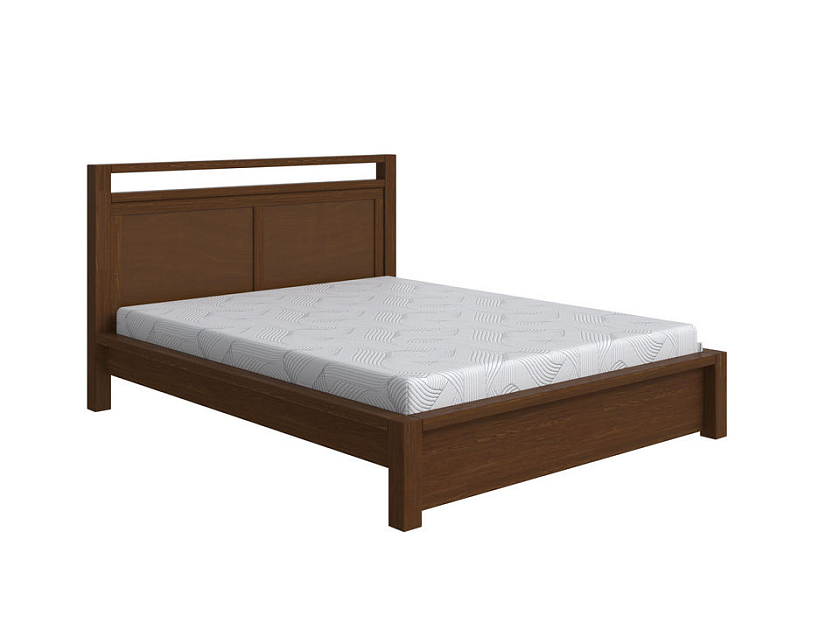 Кровать Fiord 200x190 Массив (сосна) Мокко - Кровать из массива с декоративной резкой в изголовье.