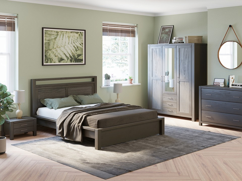 Кровать Fiord 90x190 Массив (дуб) Венге - Кровать из массива с декоративной резкой в изголовье.