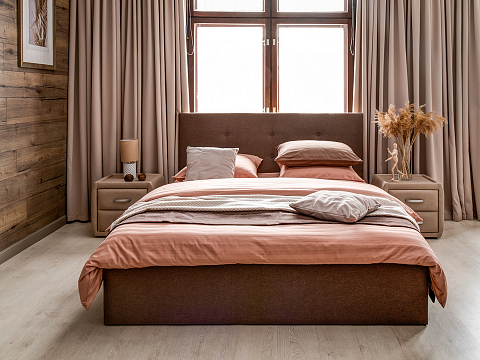 Односпальная кровать Forsa - Универсальная кровать с мягким изголовьем, выполненным из рогожки.