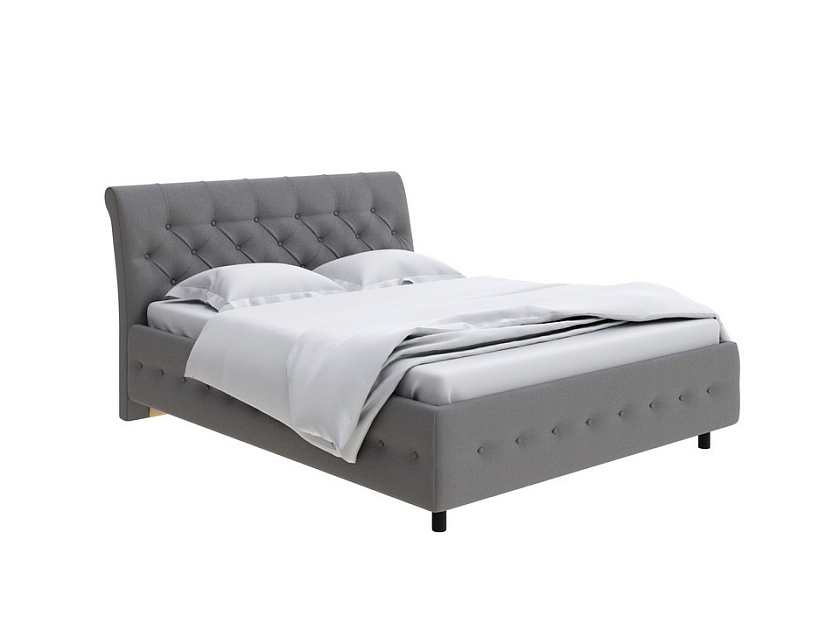 Кровать Next Life 4 160x200 Ткань: Флок Бентлей Дымчатый - Классическая кровать с изогнутым изголовьем и глубокой пиковкой