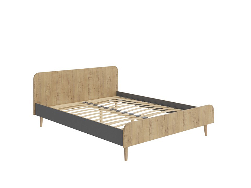 Кровать Way 120x200 ЛДСП Бунратти/Вулканический серый - Компактная корпусная кровать на деревянных опорах