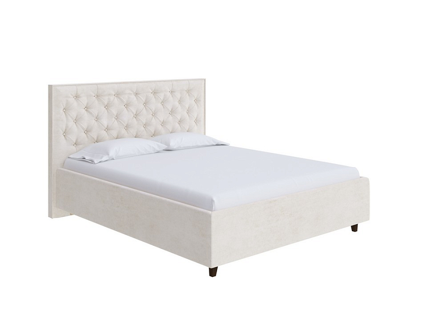 Кровать Teona Grand 120x190 Ткань: Велюр Лофти Лён - Кровать с увеличенным изголовьем, украшенным благородной каретной пиковкой.
