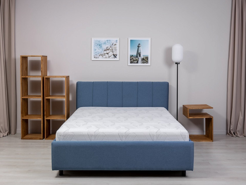 Кровать Nuvola-7 NEW 200x200 Ткань: Рогожка Levis 85 Серый - Современная кровать в стиле минимализм