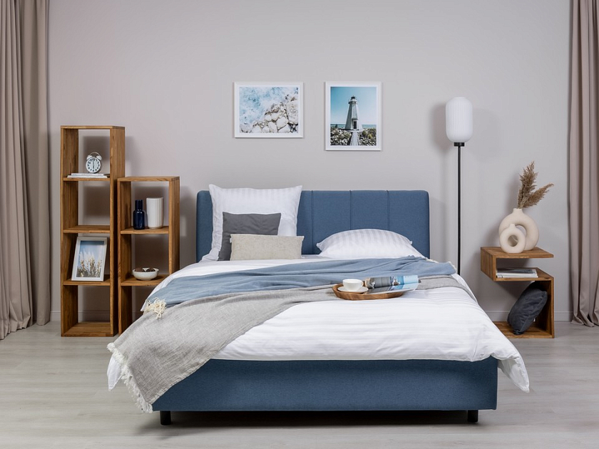 Кровать Nuvola-7 NEW 200x200 Ткань: Рогожка Тетра Молочный - Современная кровать в стиле минимализм