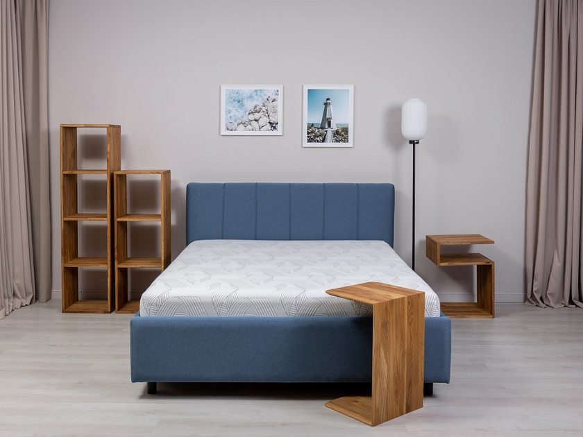 Кровать Nuvola-7 NEW 160x200 Ткань: Рогожка Levis 85 Серый - Современная кровать в стиле минимализм