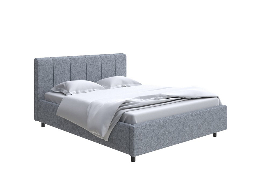 Кровать Nuvola-7 NEW 200x200 Ткань: Рогожка Levis 83 Светло-Серый - Современная кровать в стиле минимализм