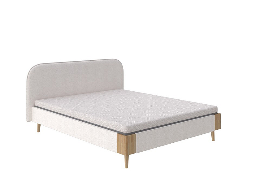 Кровать Lagom Plane Soft 90x200 Ткань/Массив Beatto Шампань/Масло-воск Natura (бук) - Оригинальная кровать в обивке из мебельной ткани.